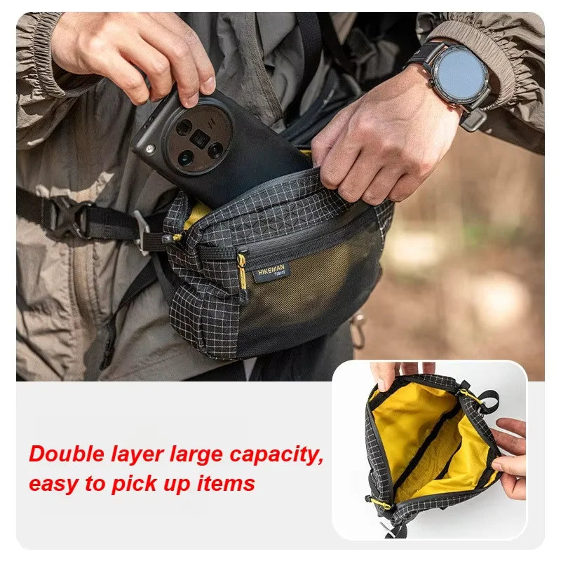 HIKEMAN Dyneema Fiber Waist Pack 1.1L Waterproof UrltraLight Multi Pocket for Cycling Running Hiking Camping Outdoor Sports