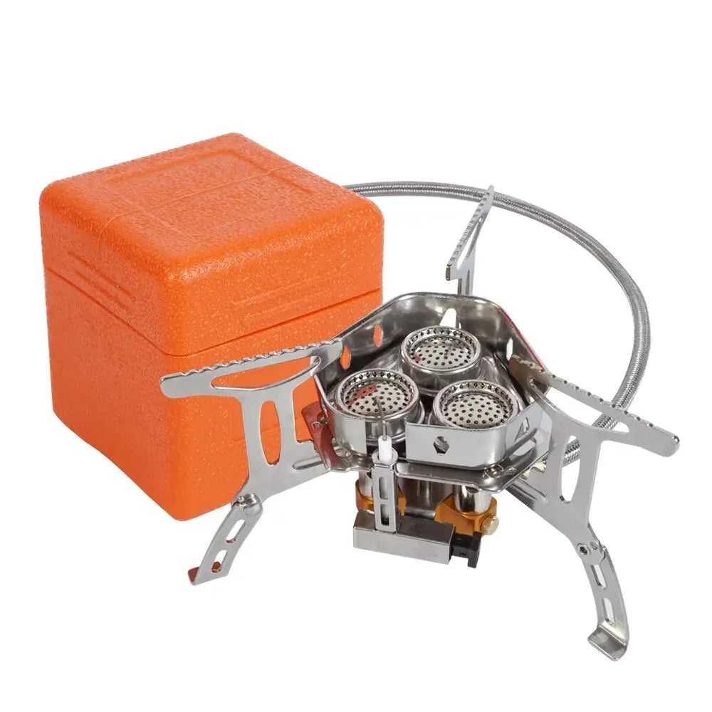 TARKA Camping Gas Stove 5800w 3 Head Gas Burner Tourist Strong Fire Furnace Climbing Hiking Equipment Picnic Kitchen Cookware