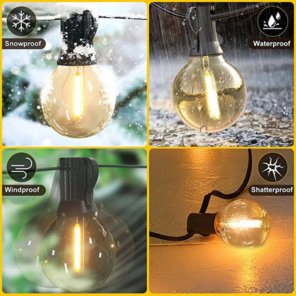110V/220V Outdoor String Lights LED G40 Festoon Fairy Patio Garland Lamp Wedding Street Camping Garden Party Decoration Lights
