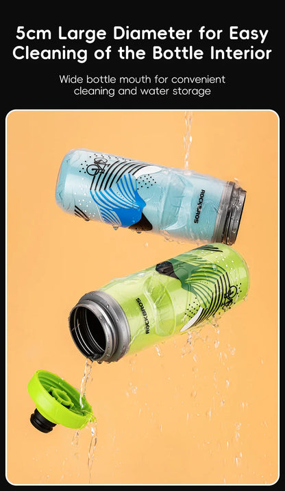 ROCKBROS 620ml Cycling Water Bottle Cold Water Insulated Thermal Silicone Bottle Outdoor Sports MTB Road Bike Bicycle Bottle