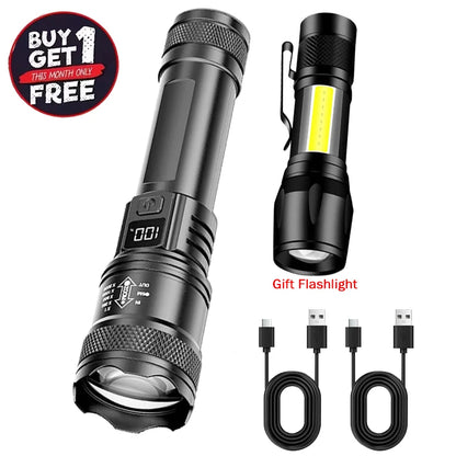 Mini LED Flashlight COB+XPE Portable Torch USB Charging Camping Lantern Zoomable Focus Light Tactical Flashlight with Pen Clip
