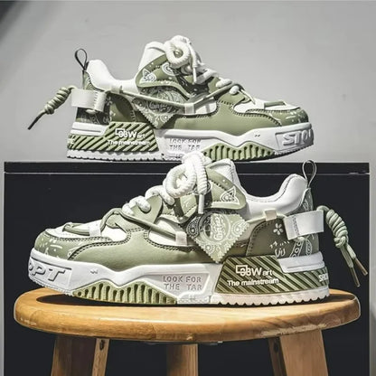 Men’s Casual Sneakers – Outdoor Fashion Vulcanized Shoes with Breathable Platform Design (Spring & Walking Comfort)