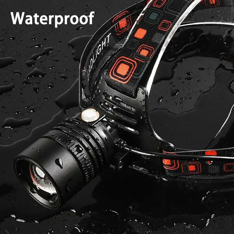 Powerful LED Head Lamp Aluminium Alloy Head Led Light Super Bright Rechargeable Head Flashlight Camping Hunting Fishing Lantern