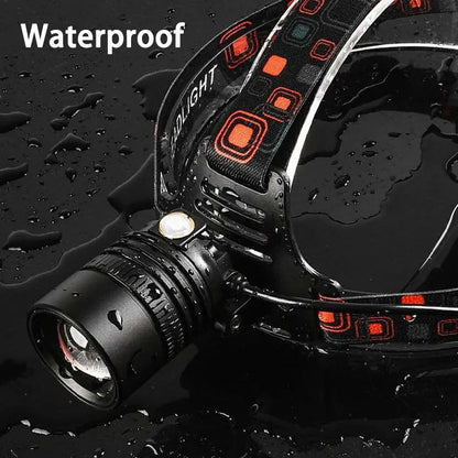 Powerful LED Head Lamp Aluminium Alloy Head Led Light Super Bright Rechargeable Head Flashlight Camping Hunting Fishing Lantern