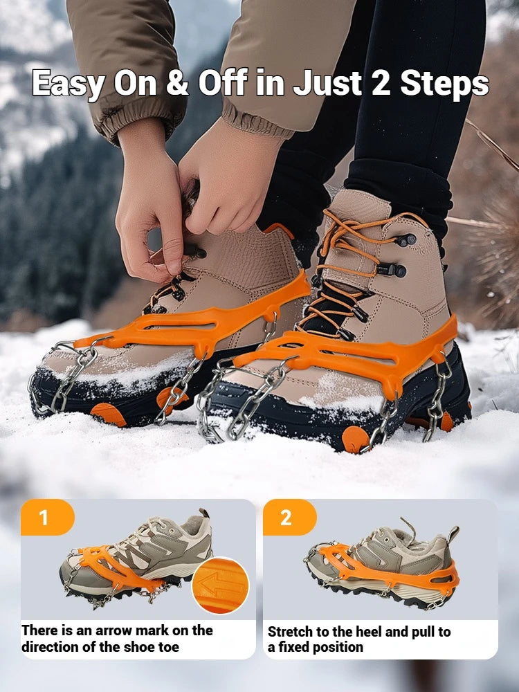 1 Pair Crampons 24 Teeth Anti-Skid 201 Stainless Steel Climbing Snow Walking Shoes Spike Grip Winter Outdoor Hiking Equipment