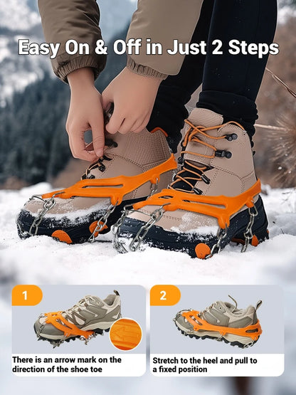 1 Pair Crampons 24 Teeth Anti-Skid 201 Stainless Steel Climbing Snow Walking Shoes Spike Grip Winter Outdoor Hiking Equipment
