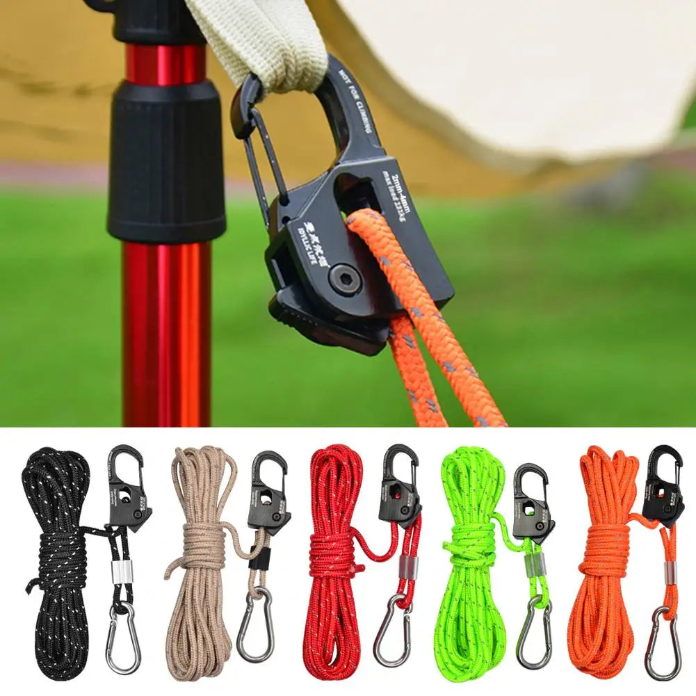 Tent Rope Tensioner Core Lanyard Adjuster Strong Load-bearing Compact Size Portable Reusable Tent Rope Adjuster Camping Gear