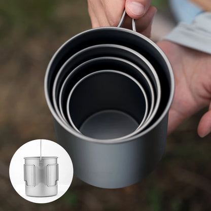Tiartisan Titanium 750ml Foldable Coffee Mug Tea Cup With Lid Outdoor Camping Hiking Ultralight Portable Hanging Boiling Pot
