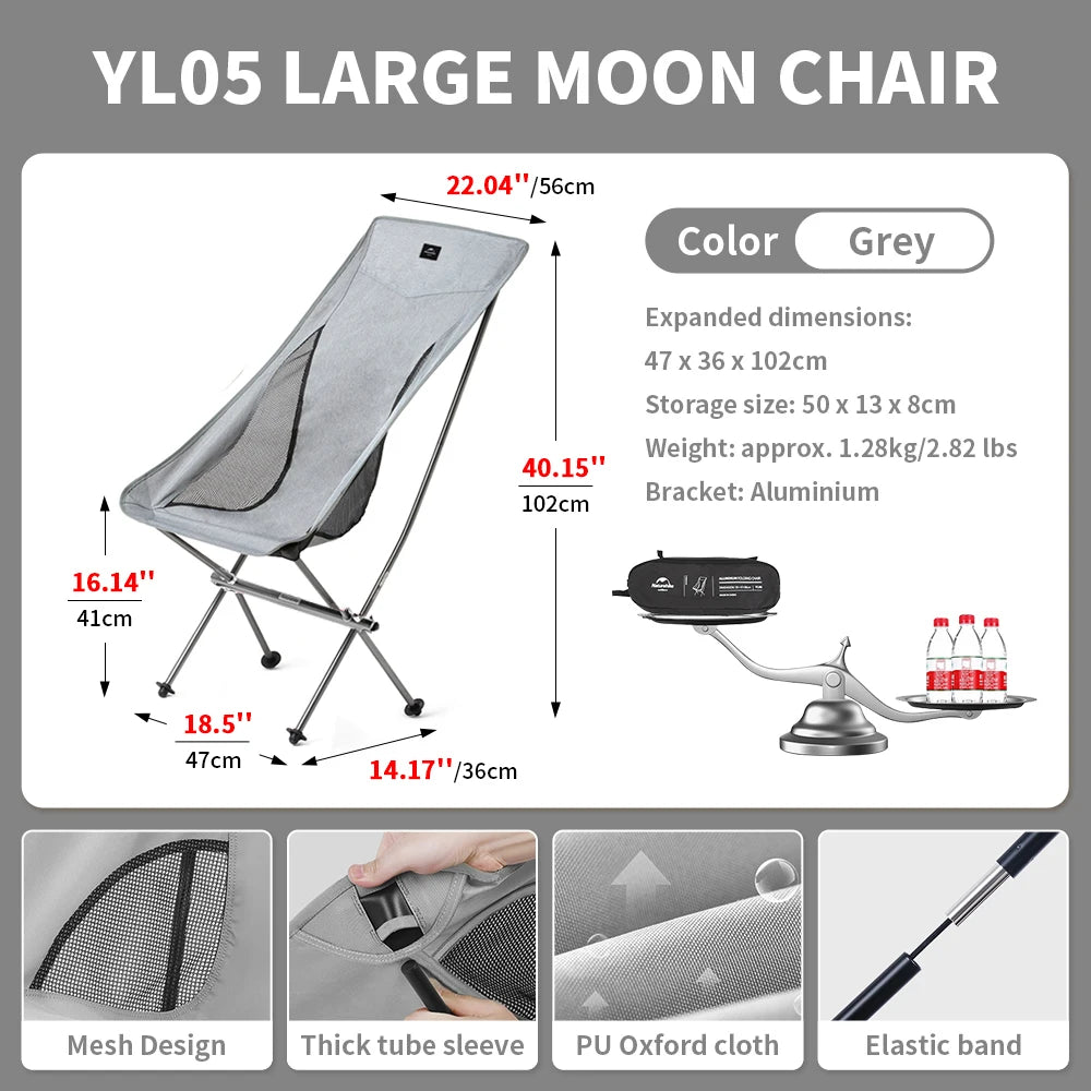 Naturehike 2024 Camping Chair Ultralight High Load Folding Quick Build Garden Chair Outdoor Foldable Picnic Beach Moon Chair