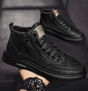 Men’s Casual Leather Sneakers – Wear-Resistant, Breathable Outdoor Training & Trekking Shoes