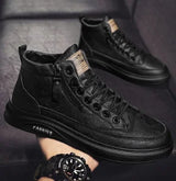 Men’s Casual Leather Sneakers – Wear-Resistant, Breathable Outdoor Training & Trekking Shoes