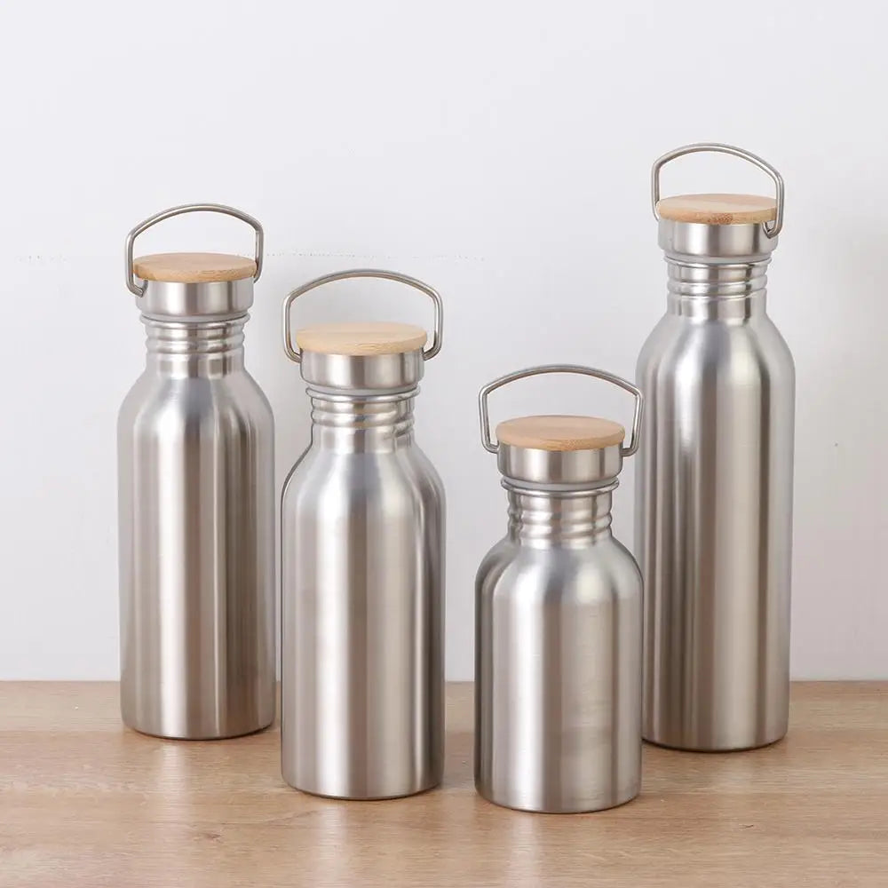 Portable Stainless Steel Bicycle Water Bottle Sports Fitness Single Walled Vacuum Insulated Metal Flask
