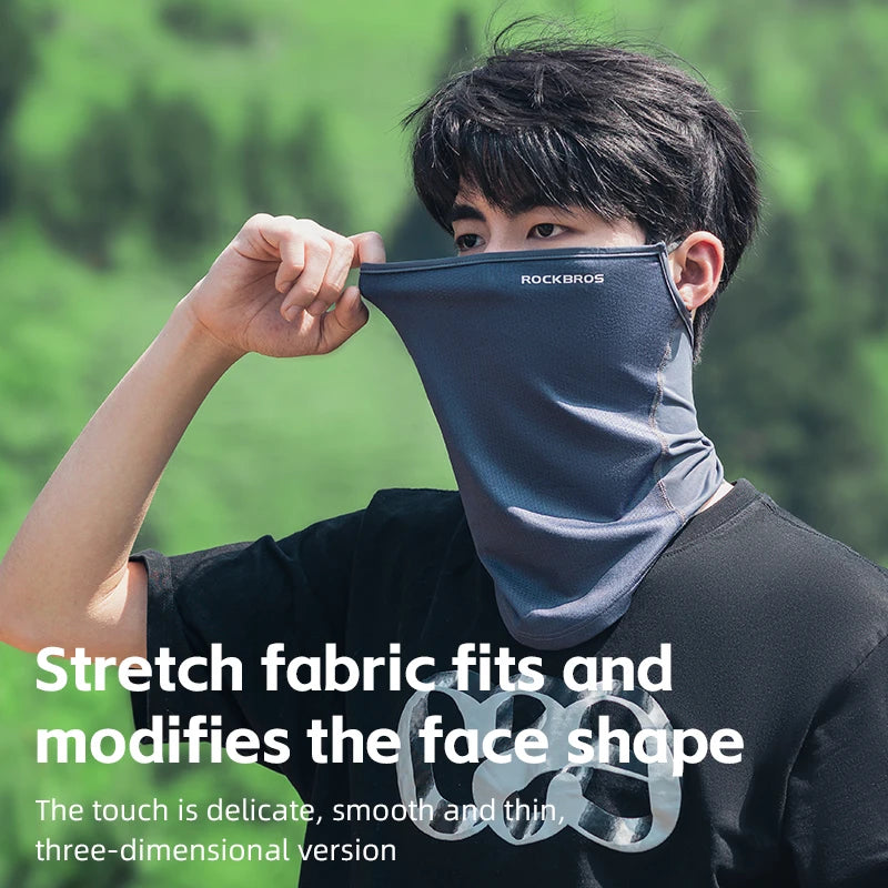 ROCKBROS Summer Ice Silk Cycling Face Mask Breathable Anti-UV  Bike Face Neck Cover Bandana MTB Road Sports Hanging Ear Scarf