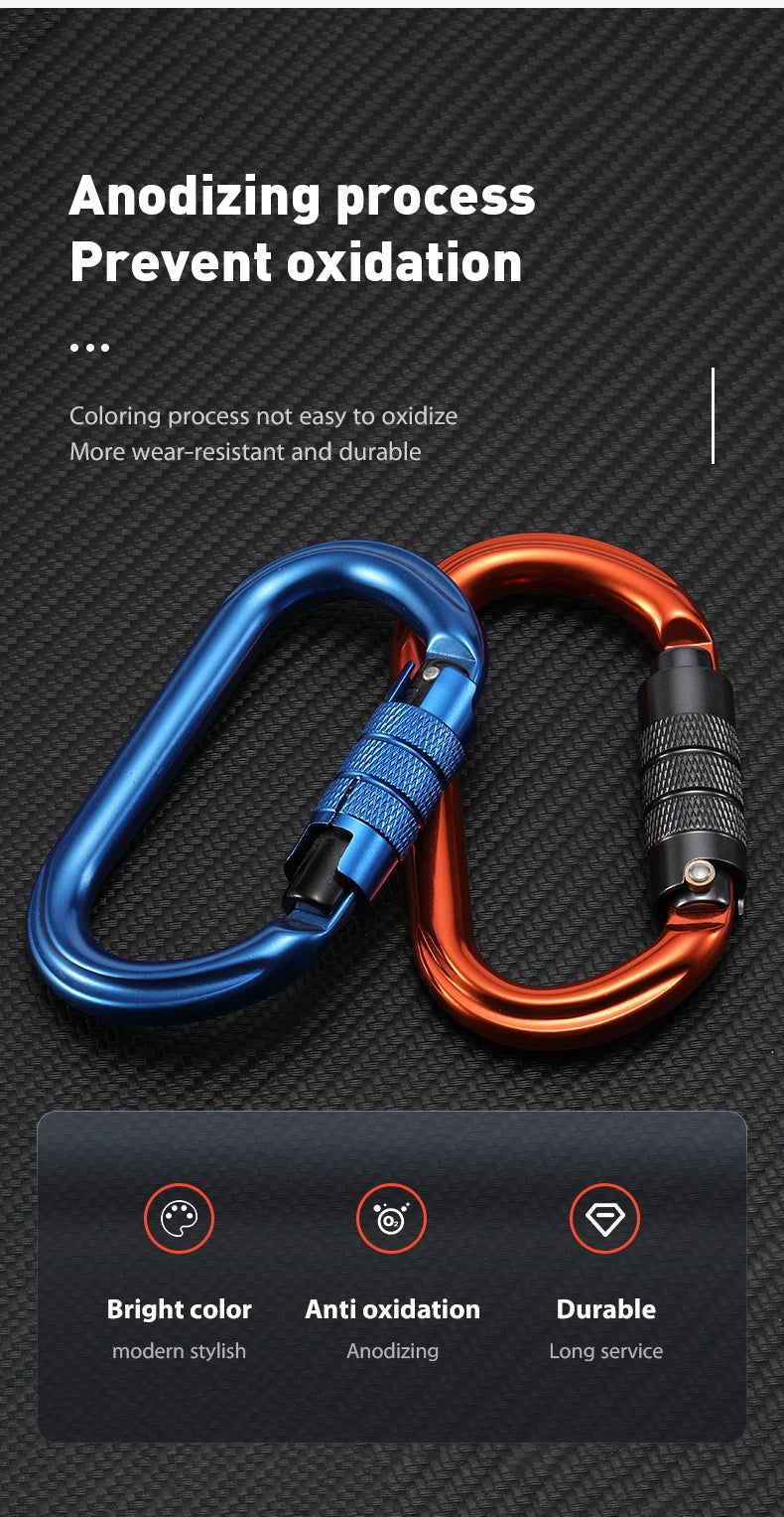 CLIWIZ Brand 25KN Auto Safety Lock Outdoor Professional Climbing Carabiner O Shape Aviation Aluminum Hooks