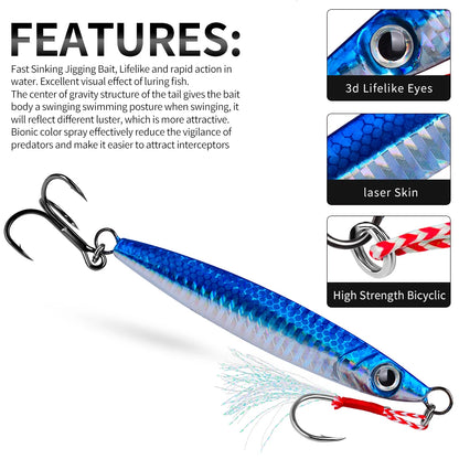 PRO BEROS 3D Eye Metal Jigs (5 Pack)