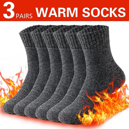 3 Pairs Men's Socks Winter Thick Towel Man's Outdoor Sports Long Socks Cold Resistant Frost Proof Snow Socks For Man Gift 39-44