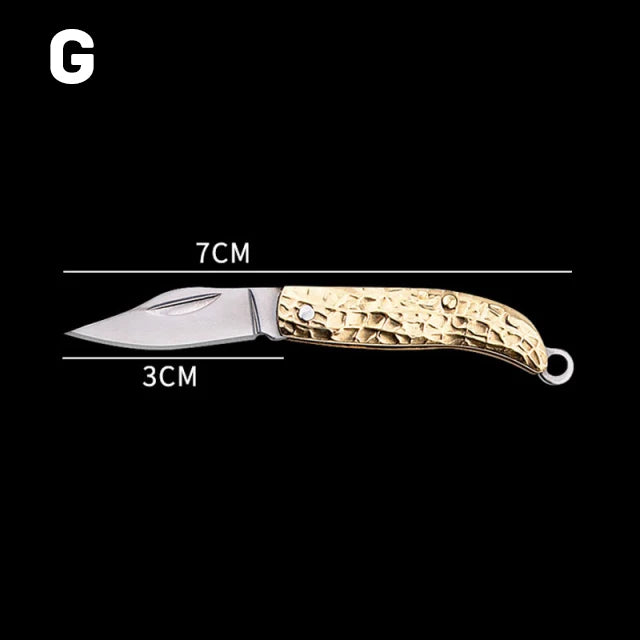 5cm Acrylic Mini Folding Knife Pendant Brass Wood Keychains Sharp Small Blade Portable Hanging Outdoor Camping Unboxing Knife