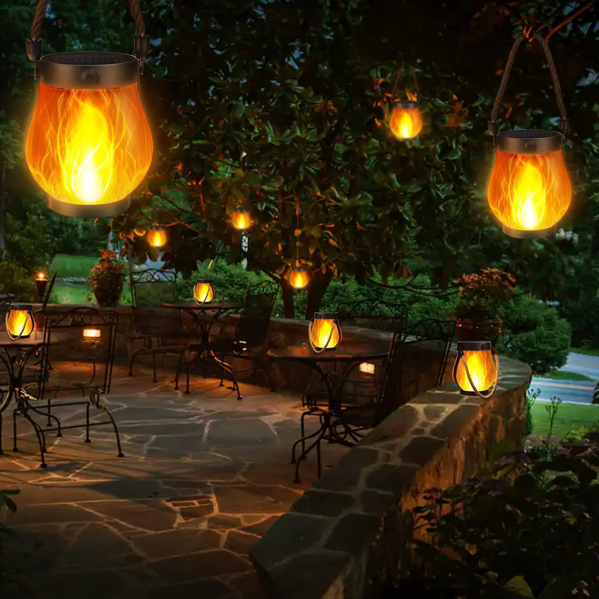 Solar Flame Rope Lantern – Flickering 3D Flame, Type-C