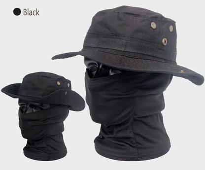 Women Men Hiking Fishing Boonie Hat Outdoor Sport Sun UV Protection Neck Face Camouflage Adjustable Bucket Caps and Mask