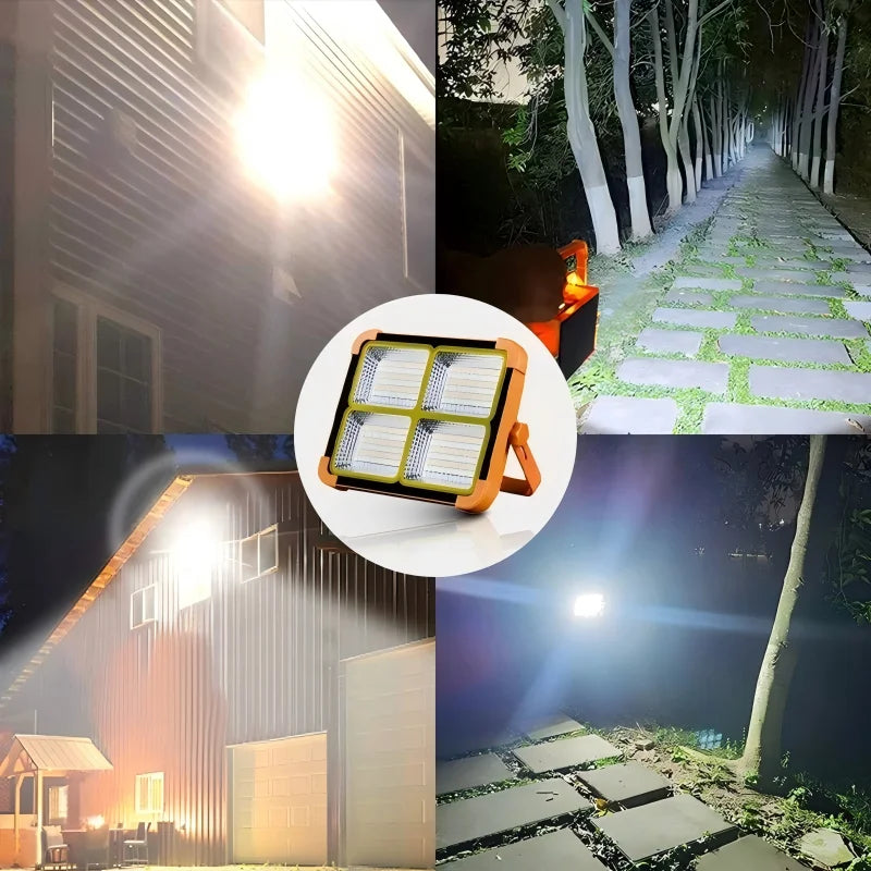 Portable Solar Flood Light LED Lantern Rechargeable Camping Lamp USB Charging Power Bank IP66 Waterproof Outdoor Tent Light