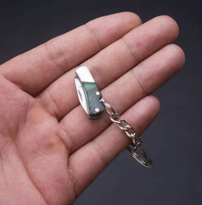 5cm Acrylic Mini Folding Knife Pendant Brass Wood Keychains Sharp Small Blade Portable Hanging Outdoor Camping Unboxing Knife