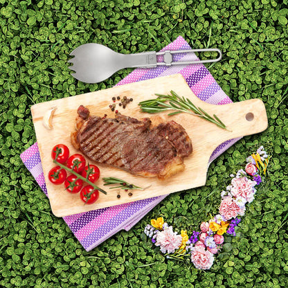 TOMSHOO Titanium Folding Spork Outdoor Camping Hiking Backpacking Dinner Spork Utensil Tableware
