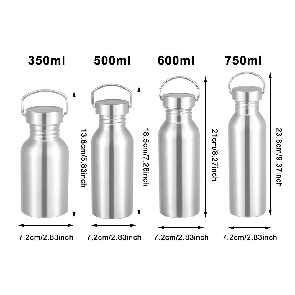 Portable Stainless Steel Bicycle Water Bottle Sports Fitness Single Walled Vacuum Insulated Metal Flask
