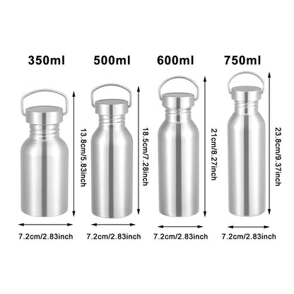 Portable Stainless Steel Bicycle Water Bottle Sports Fitness Single Walled Vacuum Insulated Metal Flask