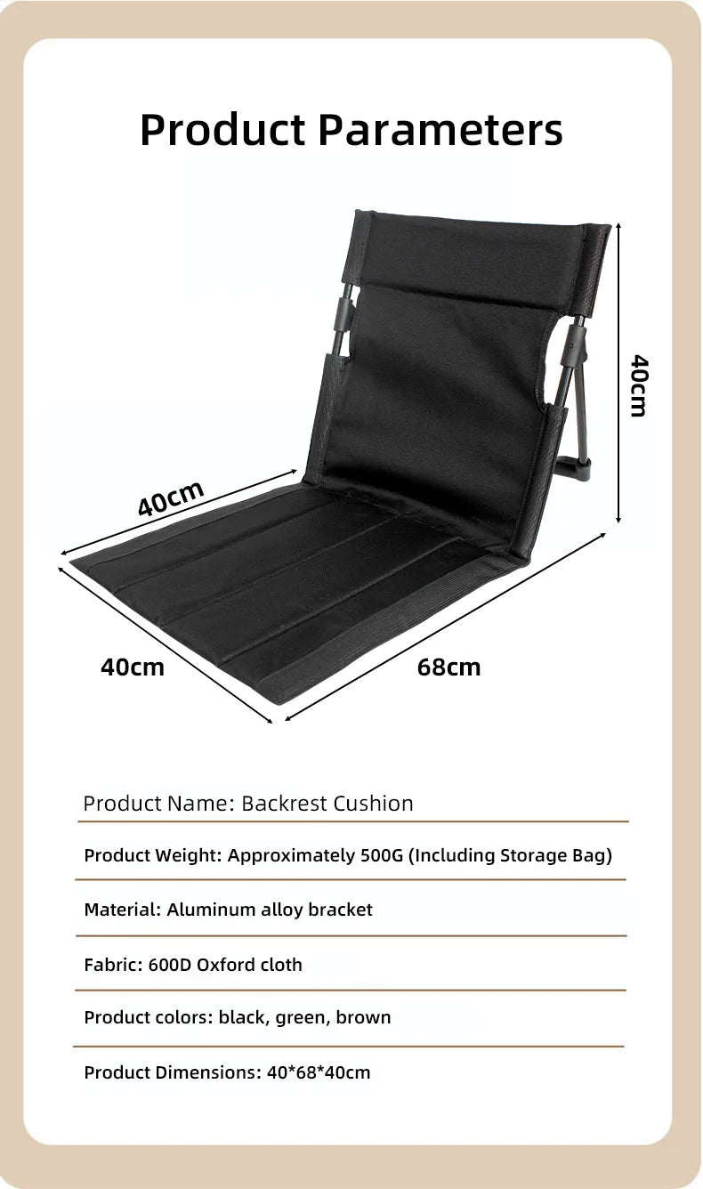 Lightweight Folding Low Back Chair, Portable Outdoor Leisure Recliner for Camping, Picnic, Fishing and Daily Outdoor Activities