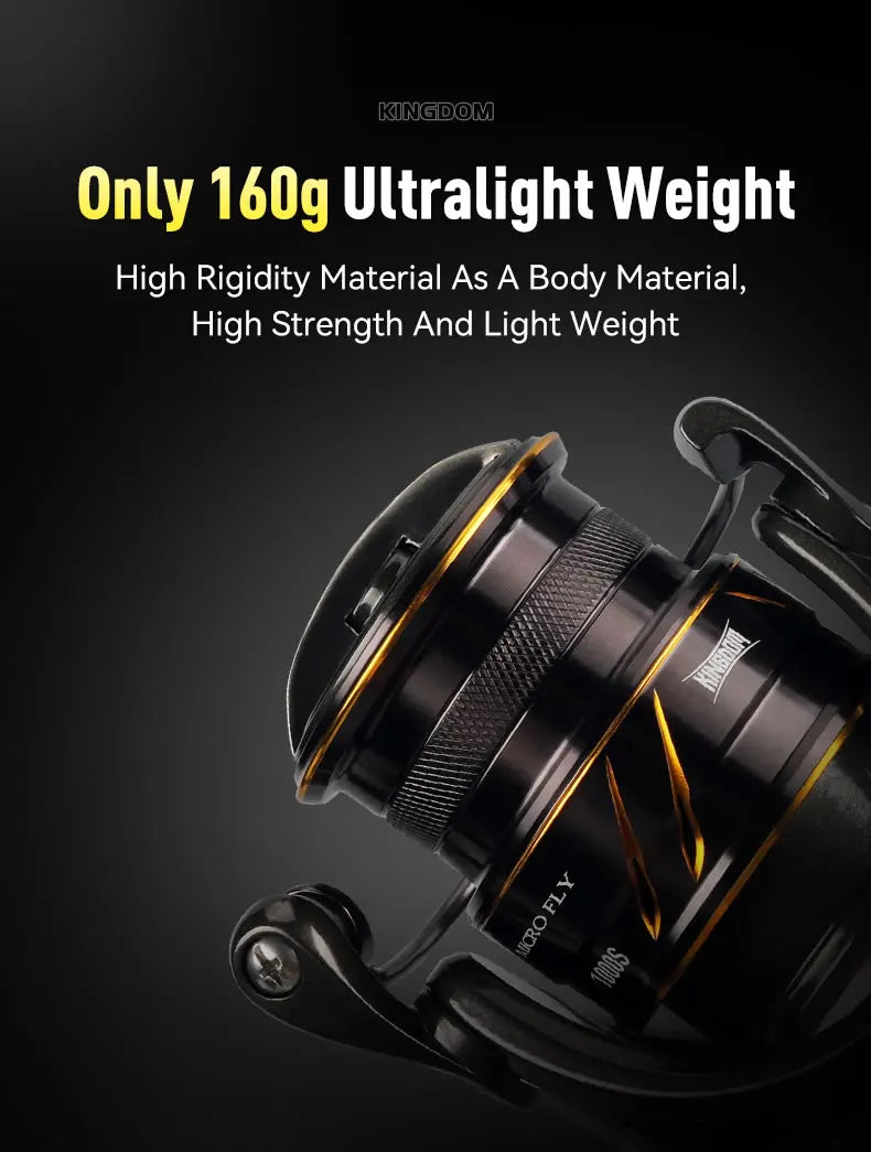 Kingdom Micro Fly Pro Spinning Fishing Reel 800-3000 Ultra Light 8+1 BB 7KG Max Drag 5.2:1/6.2:1 Gear Ratio Freshwater Saltwater
