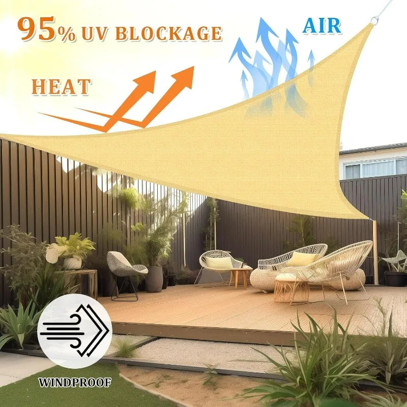 Triangle Sun Shade Sail Permeable Canopy Sand for Patio Garden Yard Deck Pergola Encrypt Breathable Outdoor Canopy Sunshade Net