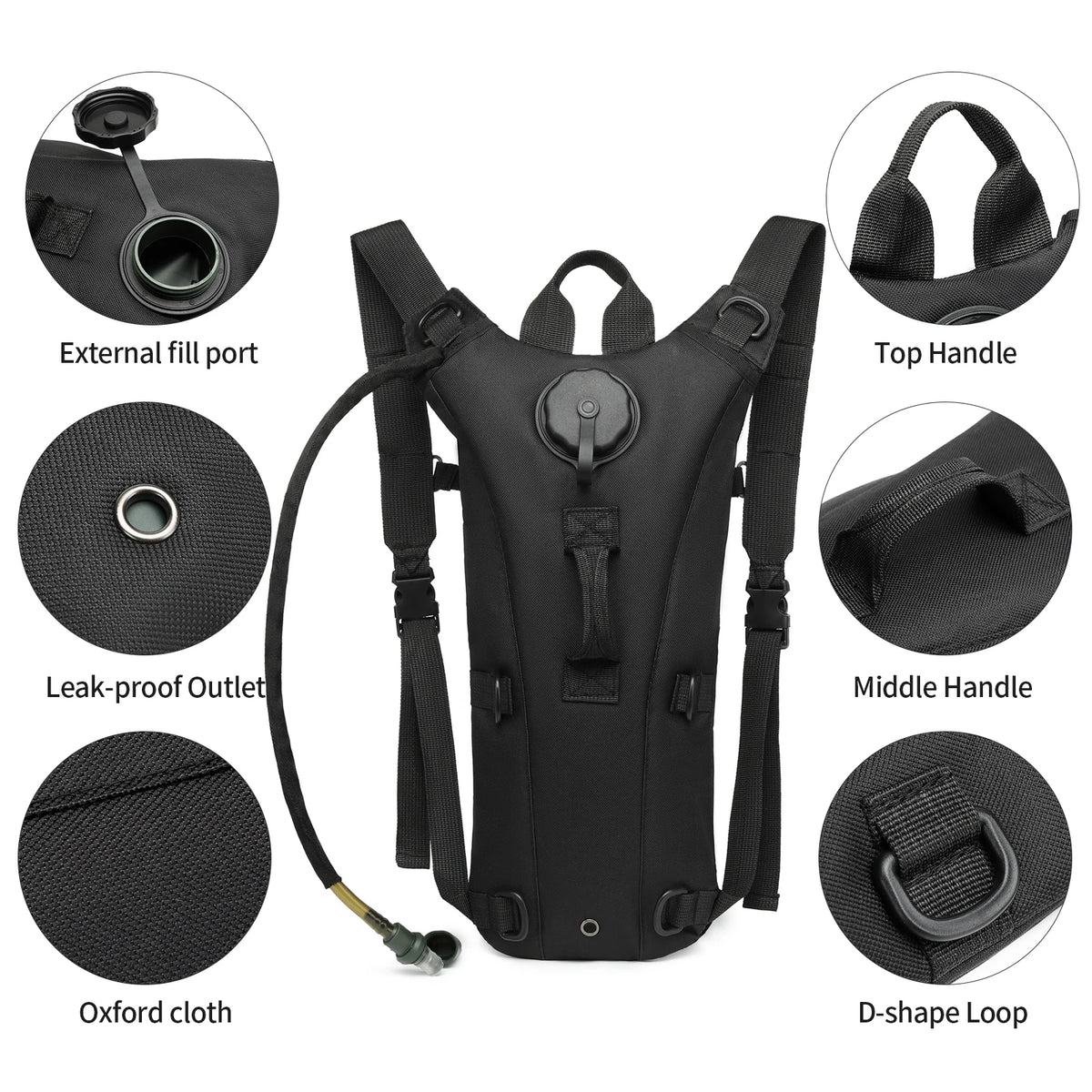 Tactical Water Hydration Pack - Military Class Camel Backpack with 3L Leakproof Water Bladder for Running, Jogging, Cycling