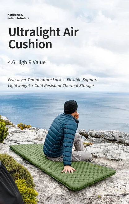 Naturehike 2024 New Camping Mattress 4.6 High R-Value Ultralight Folding Beach Air Sleeping Pad Outdoor Hiking Air Mattress