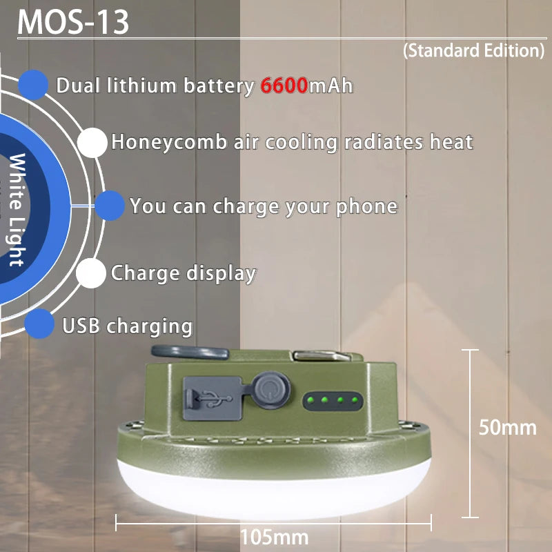 MOSLIGHTING 9900maH LED Outdoor Camping Light Rechargeable Tent Light High Power Strong Light Flashlight IP66 Waterproof Fishing