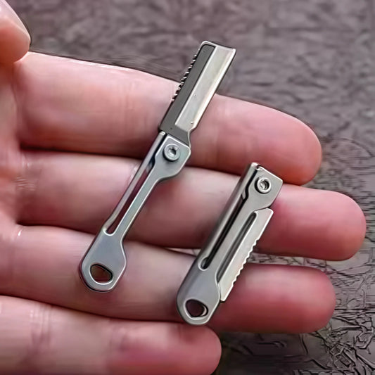 1Pc Stainless Steel Mini Folding Knife - Multi-Function Pocket Tool Keychain for Outdoor Camping & EDC