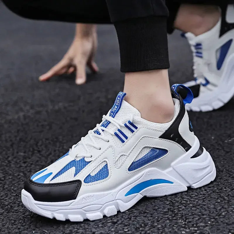 Men’s Casual Sports Shoes 2025 – Platform Sneakers with Breathable Mesh & Leather Stitching