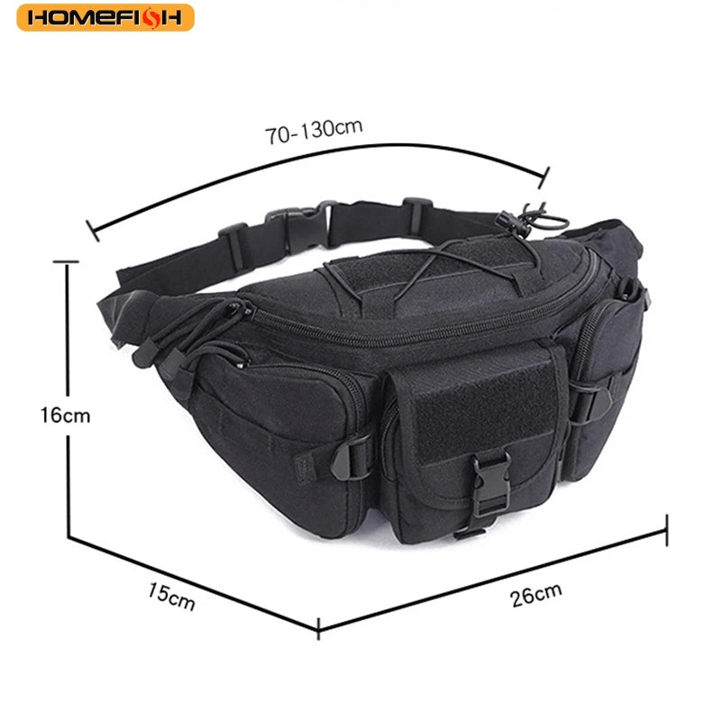 HOMEFISH Outdoor Waist Bag Men's Tactical Waterproof Molle Camouflage Hunting Hiking Climbing Nylon Mobile Phone Belt Pack