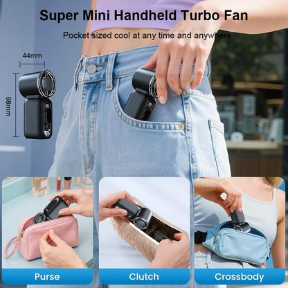 Mini Portable Handheld Fan Personal Pocket-Sized Digital Display Hand Fan USB Rechargeable Outdoor Small Pocket Hand Fan