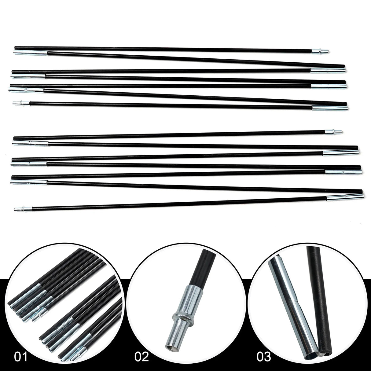 1 Pair Camping Tent  Rods Fiberglass Camping  Tent Pole Bars Outdoor Support  Rods Awning Frames Replacement  Kit Accessories