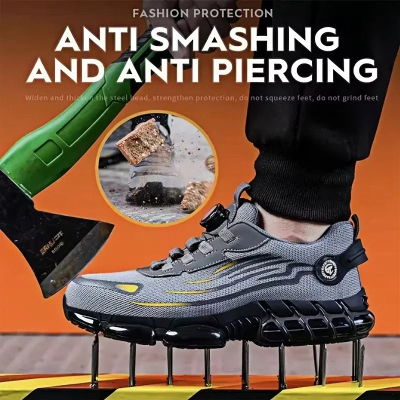 Men’s Outdoor Safety Shoes – Breathable Non-Slip Hiking Sneakers | Anti-Smash Steel Toe Work Boots