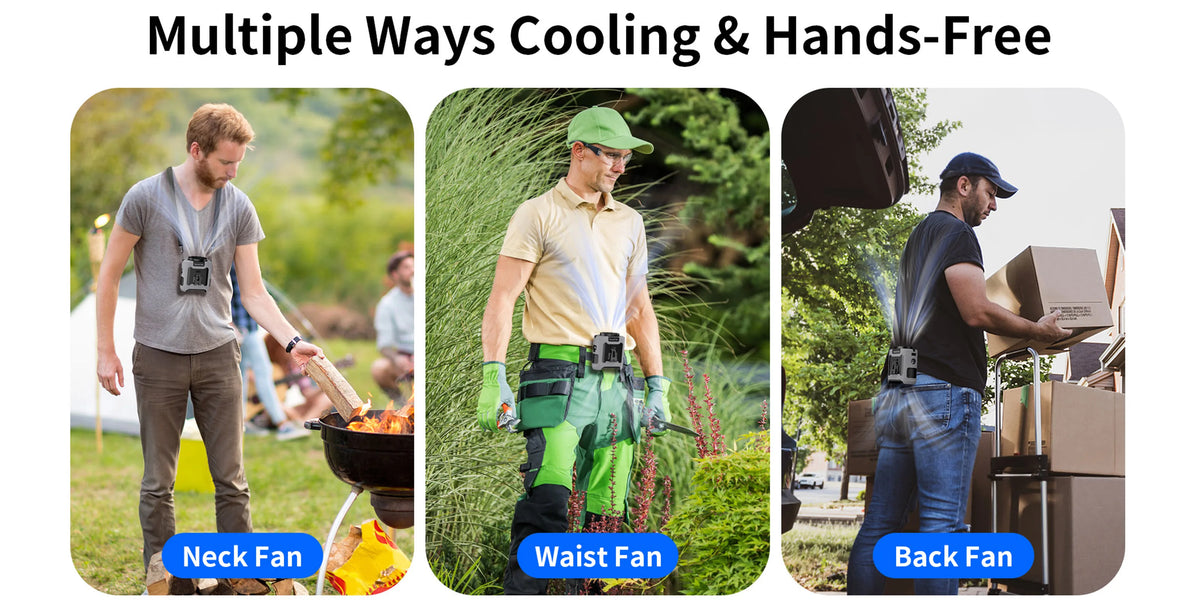 Socool Portable Waist Fan 10000mAh/20000mAh Handheld Hanging Neck Clip On Fan with Phone Charging LED Light for Outdoor Working