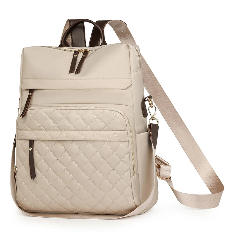 Fashion Plaid Daypack Women Waterproof Nylon Backpack Purse Ladies Large Capacity Book Bag Outdoor Travel Weekend Schoolbags