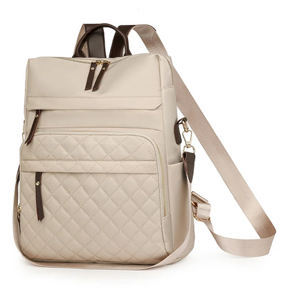 Fashion Plaid Daypack Women Waterproof Nylon Backpack Purse Ladies Large Capacity Book Bag Outdoor Travel Weekend Schoolbags