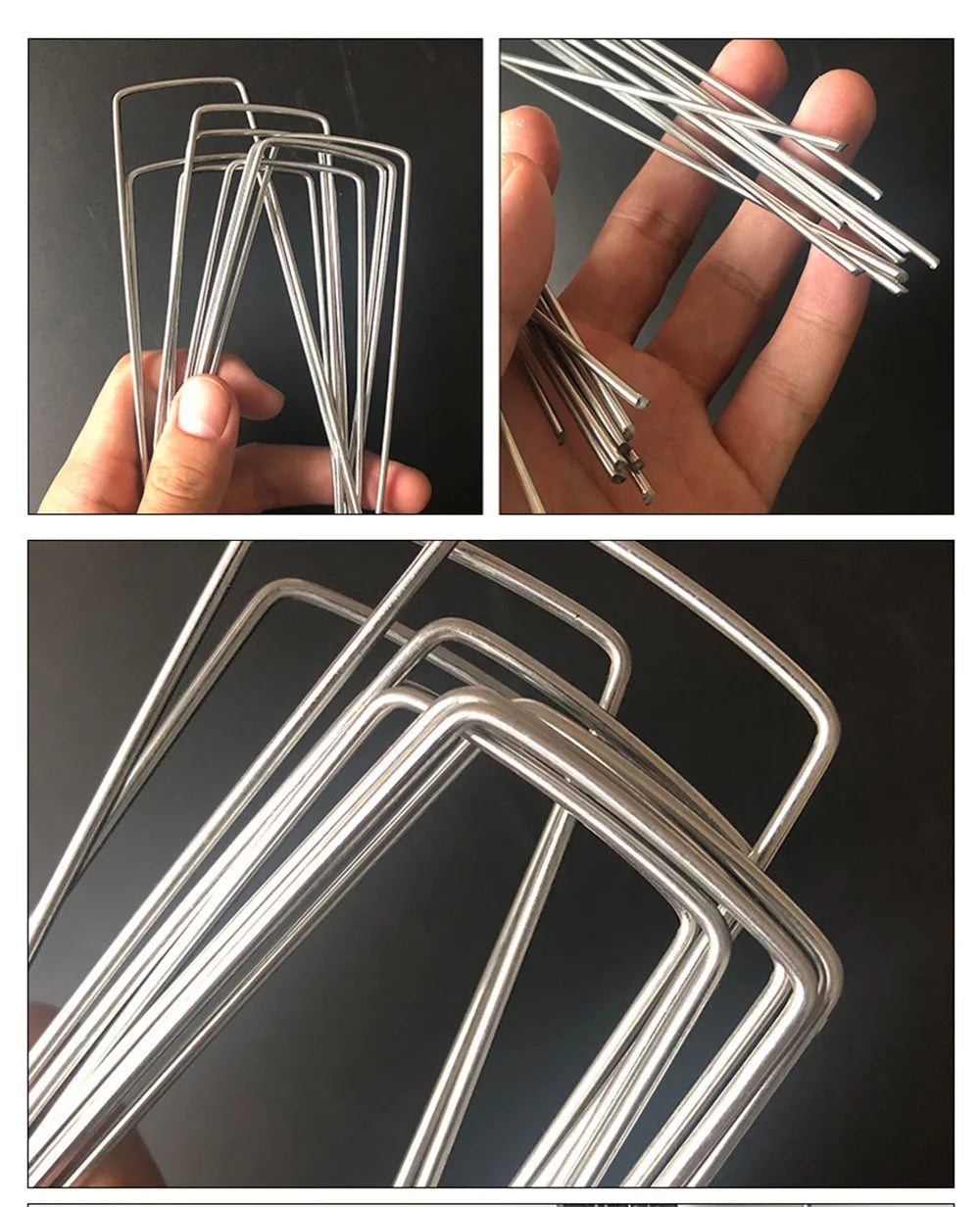 Garden Stakes Galvanized Landscape Staples,U-Type Turf Staples for Artificial Grass, Rust Proof Sod Pins Stakes Tent Peg Nails