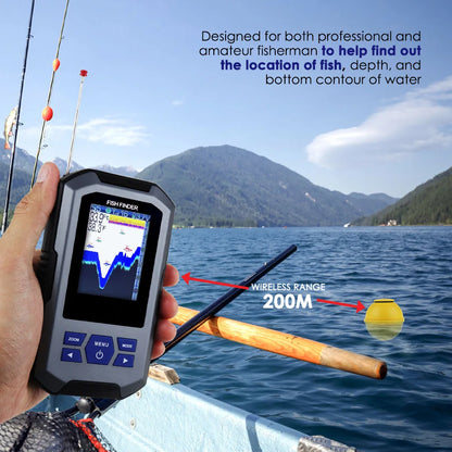 Wireless Sonar Fish Finder with Large LCD & Fish Alarm