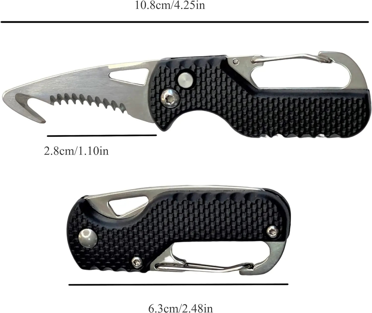 Portable Folding Knife Express Package Knife Gift Keychain Serrated Hook Knife Outdoor Camping Carry-on Survival Tool Box Opener