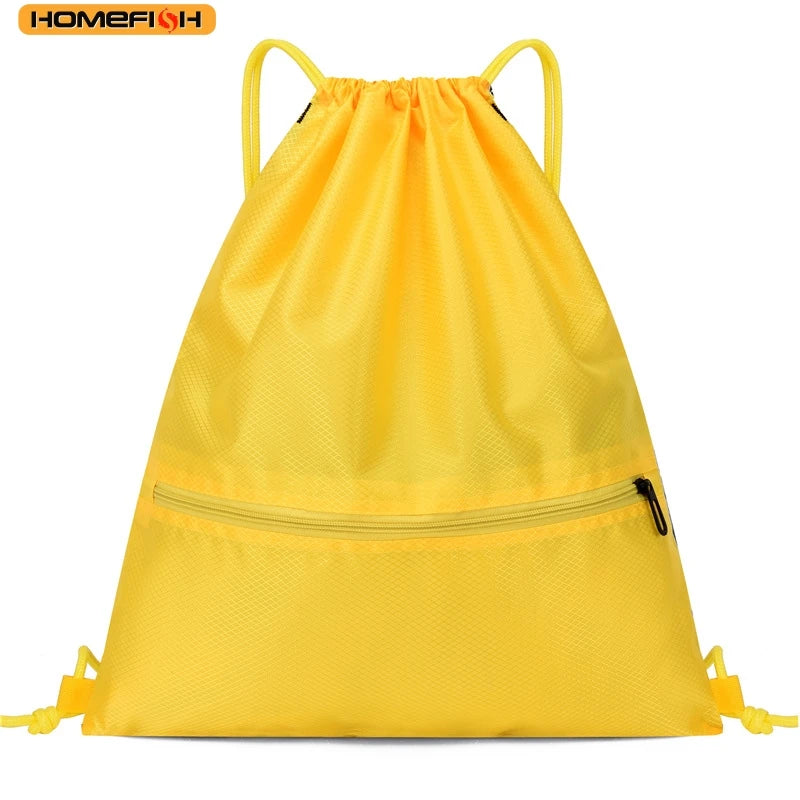 HOMEFISH Men Women Lightweight Drawstring Bag, Sports Fitness Outdoor Leisure Backpack with Zipper