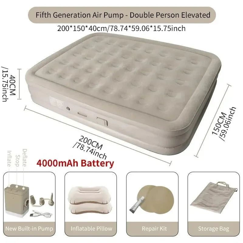 New Air Mattress Built-in Pump Self-inflating Mat Cushion Outdoor Tent Inflatable Bed Double sleeping Pad For Camping or Indoor