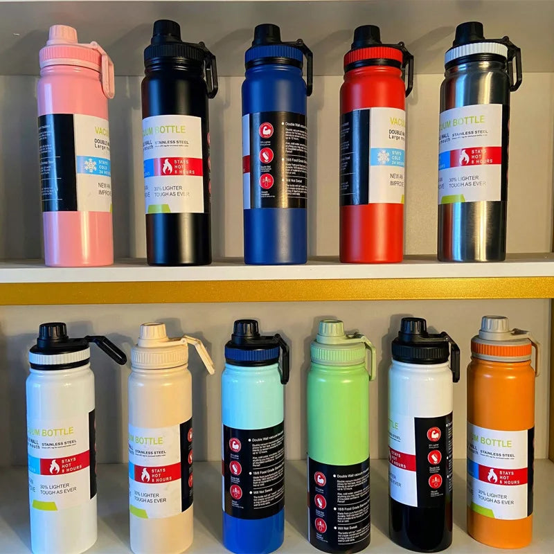 Stainless Steel Thermos Bottle Keeps Cold Thermal Cup 600ML 800ML 1000ML And Heat Thermal Mug Sports Insulated Cup Vacuum Flask
