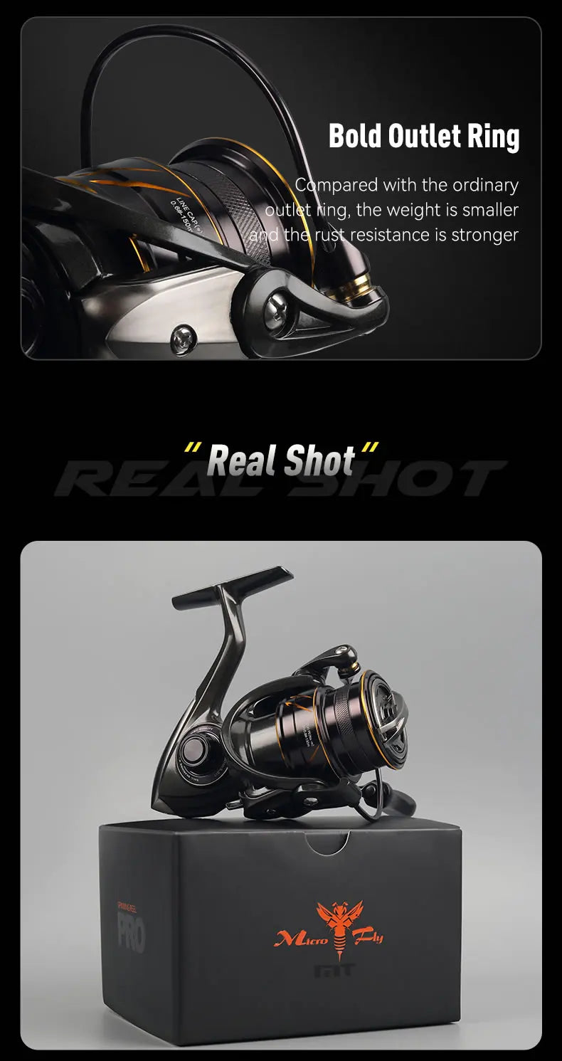 Kingdom Micro Fly Pro Spinning Fishing Reel 800-3000 Ultra Light 8+1 BB 7KG Max Drag 5.2:1/6.2:1 Gear Ratio Freshwater Saltwater